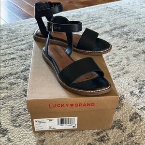 Lucky Brand Black Sandals with Adjustable Ankle Strap